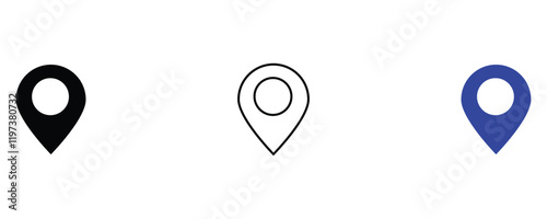 Pin location icons, location and map pin icon set, gps, destination, directions, distance, place, navigation icon vector set isolated on white background.
