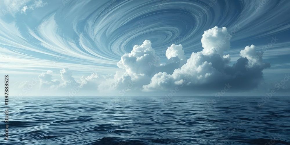 Obraz premium Abstract swirling black clouds suspended in the middle of a vast expanse of water, formless, swirl