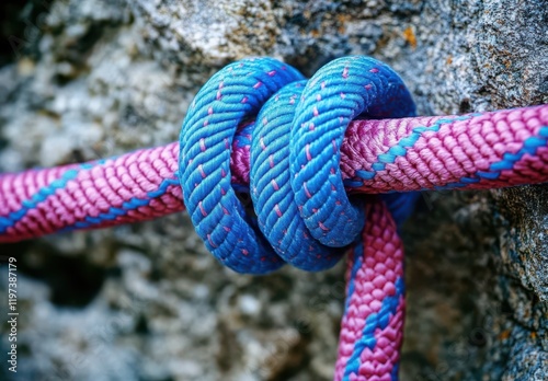 Close-up of a Climbing Rope Knot photo