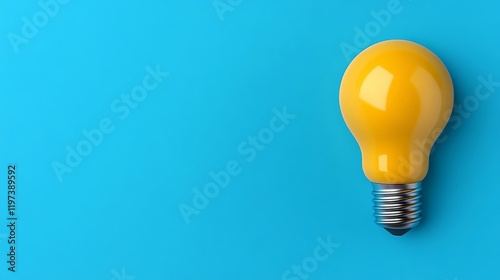 Bright Idea: A vibrant yellow light bulb stands out against a bold blue background, symbolizing innovation, inspiration, and new ideas. 