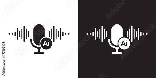 Ai voice generator icon. Voice generated by AI learning. Artificial intelligence technology. Icon element for application and web. Vector illustration.