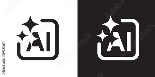 Ai generated icon. AI star and square icon. Artificial intelligence technology and Machine learning concept. Icon element for application and web. Vector illustration. photo