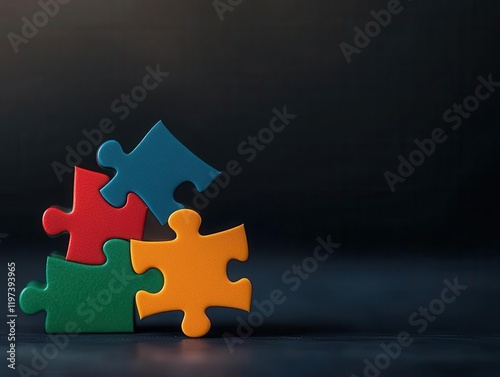 anticipation excitement. A symbolic representation of glowing puzzle pieces coming together, representing the joy of building a positive future, anticipation excitement optimism