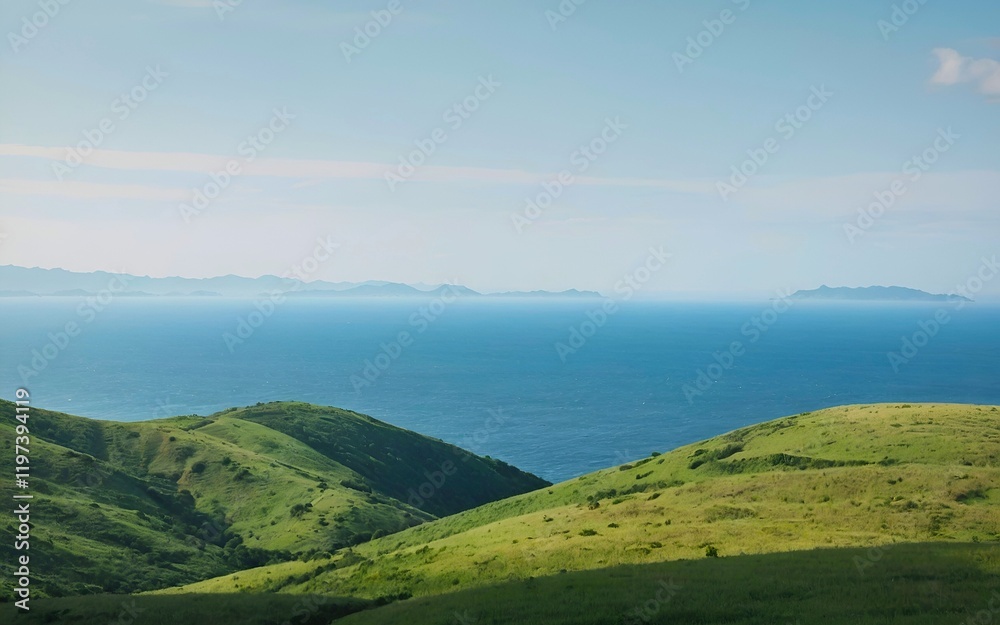 Hills against ocean landscape outdoors horizon Hills against ocean landscape outdoors horizon