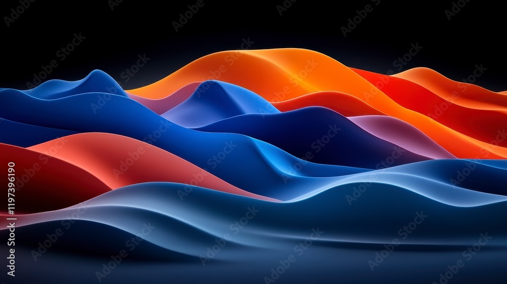Naklejka premium Abstract Colorful Waves Background Fluid Gradient Design Dynamic 3D Render Smooth Texture