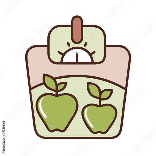 Health Scale Icon with green apples in simple design