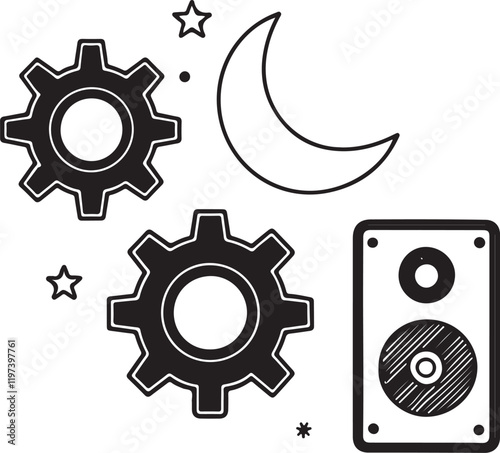 Isolated black electronic tecnology icon Vector, black electronic tecnology Silhouette,black electronic tecnology icon set, black electronic tecnology for logo,color black location Vector illustration