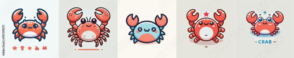 Fototapeta premium vector set of cute crabs