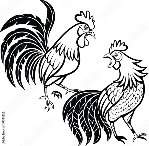 Vector Illustration of cock fight 