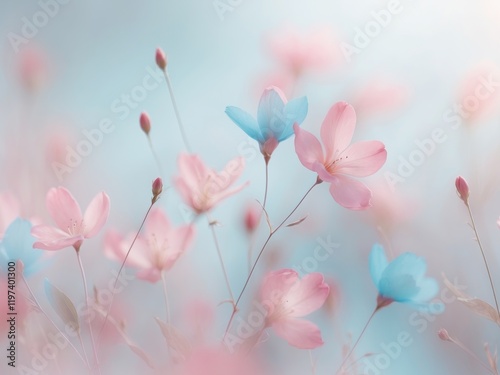 Wallpaper Mural Beautiful Pastel Flower Background in Pink and Blue for Creative Design Projects Torontodigital.ca