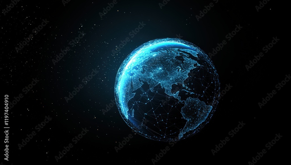 Fototapeta premium This is a computer generated image depicting a glowing globe in outer space