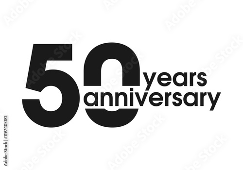 50 years anniversary logo, icon or badge. 50th birthday, jubilee celebration, wedding, invitation card design element. Vector illustration.