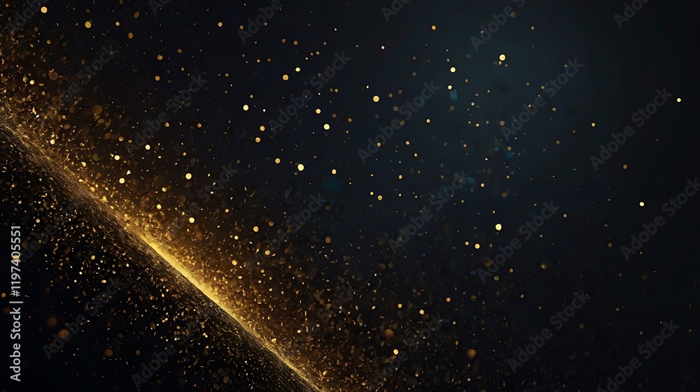 Obraz premium background with stars, Modern Sparkling magical dust and light golden particles on black background