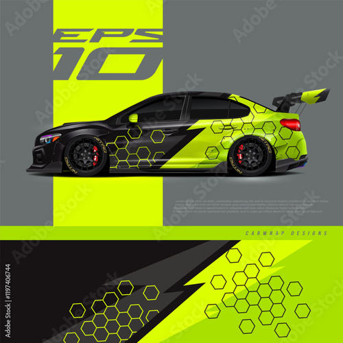 Car wrap decal design concept. Abstract grunge background for wrap vehicles, race cars, cargo vans, pickup trucks and livery.