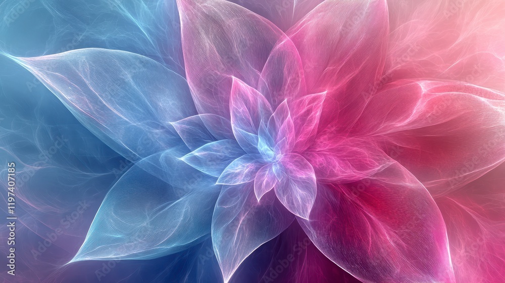 Abstract Pink and Blue Floral Design Glowing Elegant Flower Intricate Petals Digital Art Background Abstract Pink and Blue Floral Design Glowing Elegant Flower Intricate Petals Digital Art Background