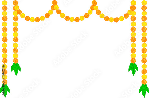 Marigold flowers garland toran Indian decoration garland for festivals and weddings	