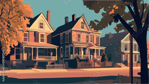 Charming Townhouses in the Fall.eps
