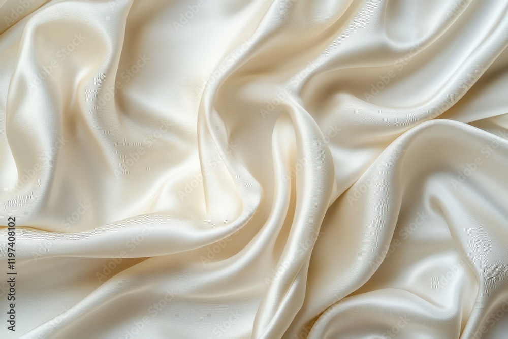 Closeup of beautiful white satin fabric with gentle waves Closeup of beautiful white satin fabric with gentle waves
