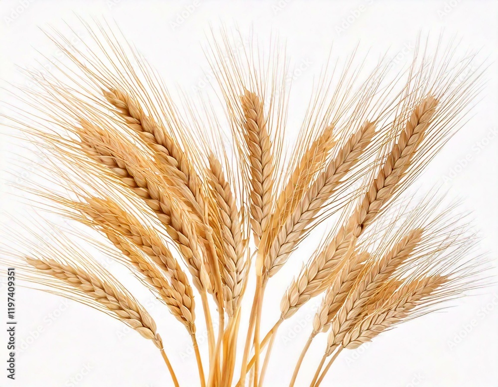Wheat ears or heads set isolated on white background. Wheat ears or heads set isolated on white background.