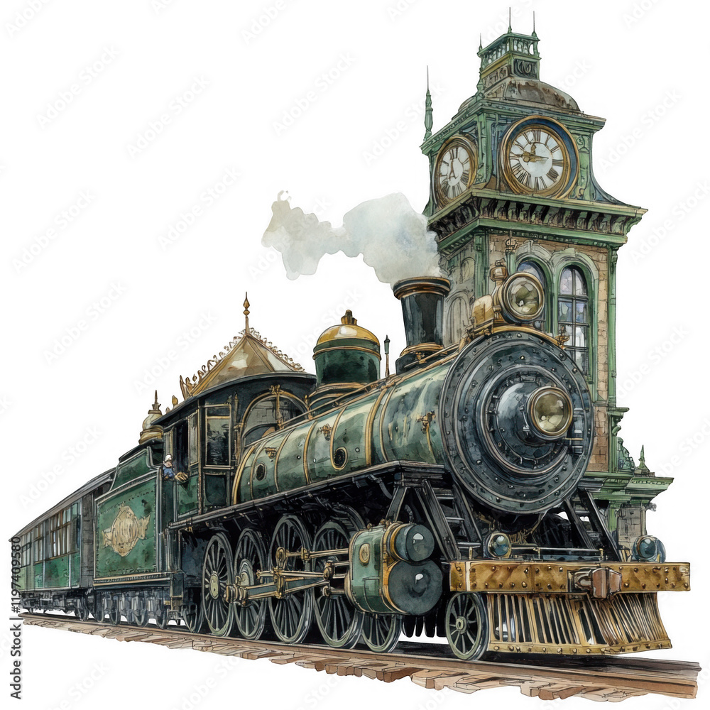 Naklejka premium Steampunk Clipart Vector Illustration