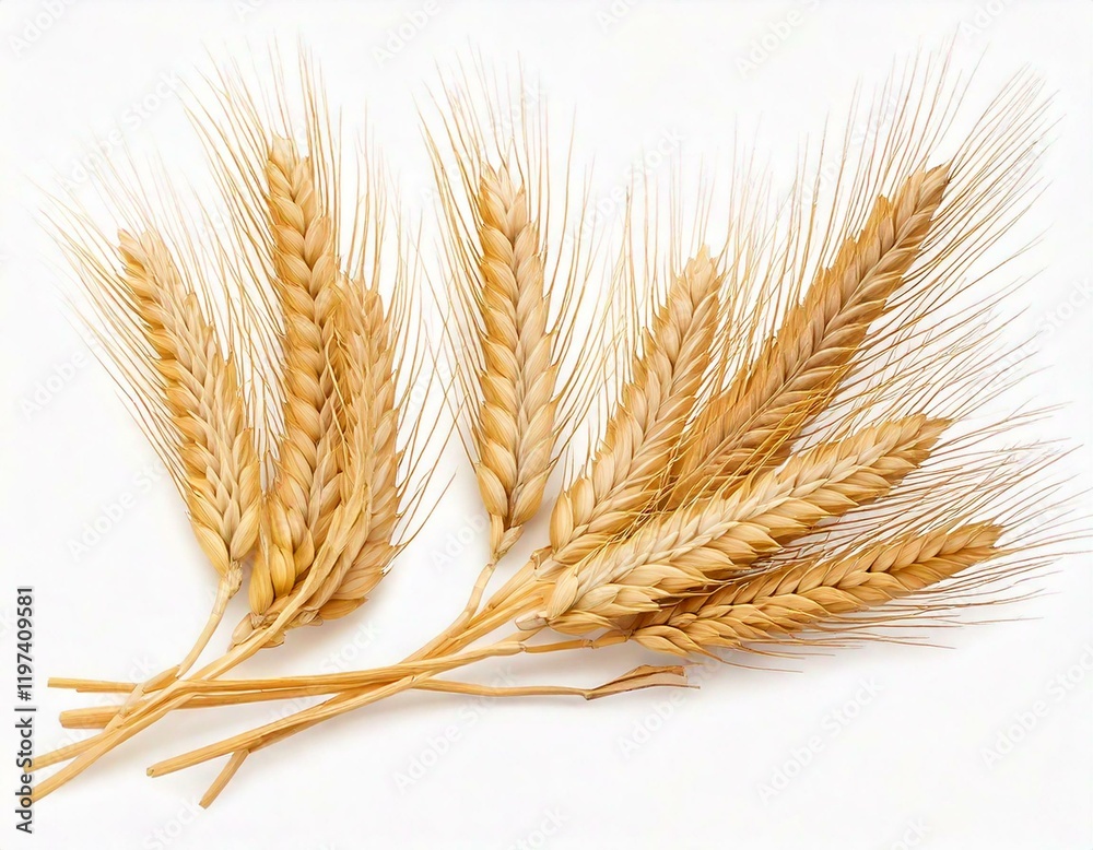 Wheat ears or heads set isolated on white background. Wheat ears or heads set isolated on white background.