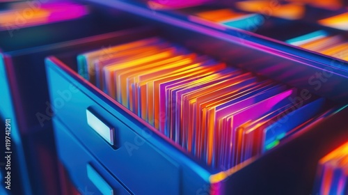 Colorful File Folders in Modern Office Drawer Organization