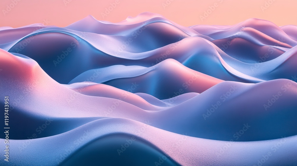 Fototapeta premium Abstract Pastel Purple and Blue 3D Rendered Wavy Landscape Background