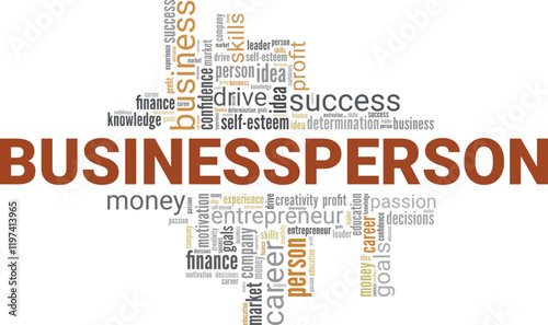 Businessperson word cloud conceptual design isolated on white background.
