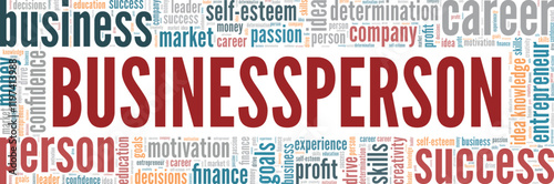 Businessperson word cloud conceptual design isolated on white background.