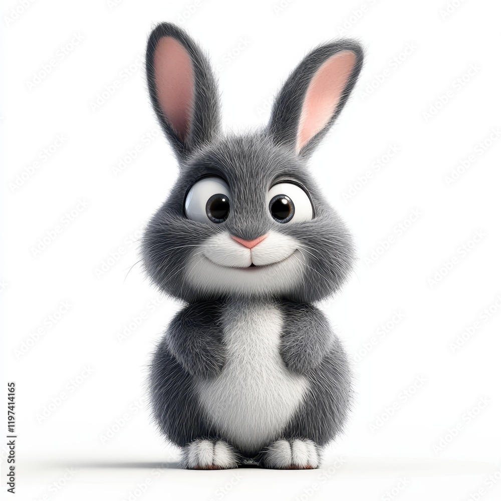 Fototapeta premium Cute little rabbit with big eyes and a prominent nose in nature
