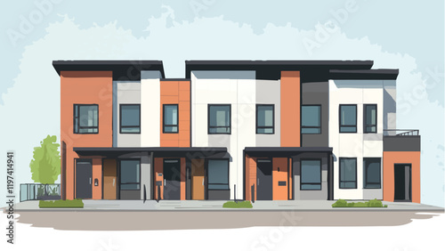 Quiet Suburban Life in Townhouses.eps