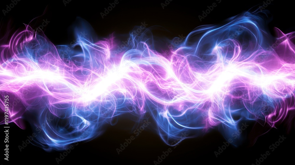 Fototapeta premium Abstract Purple and Blue Energy Waves Glowing Plasma Electric Current Bright Light Streaks Digital