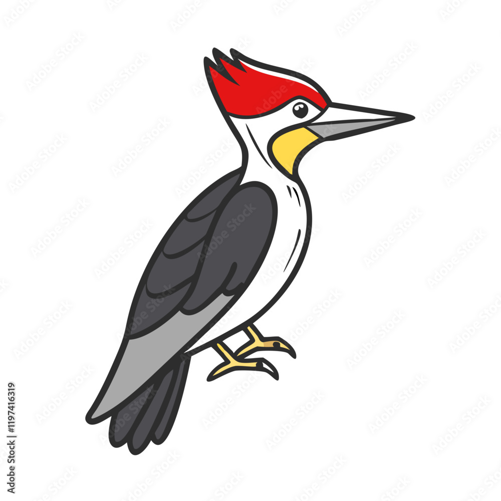 Fototapeta premium pileated woodpecker icon, pileated woodpecker vector illustration-simple illustration of pileated woodpecker, perfect for pileated woodpecker logos and themed design 