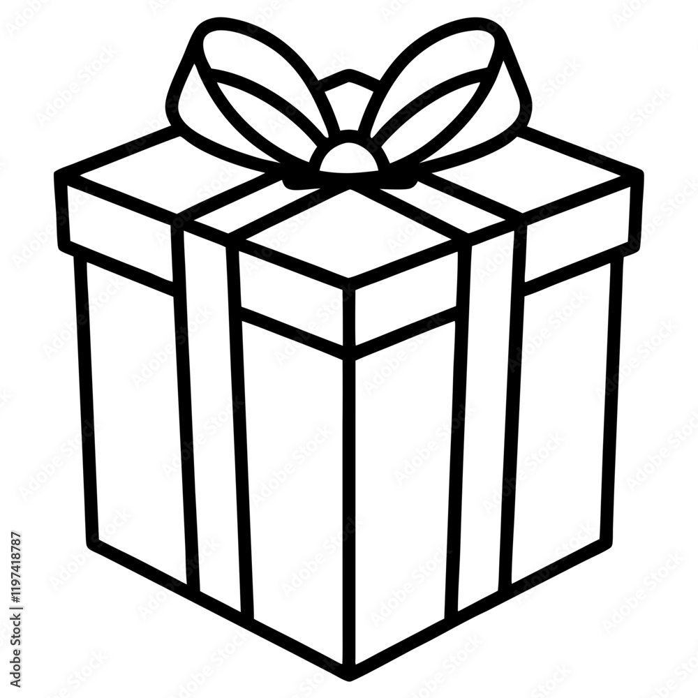 Gift Box Line Icon Coloring Page: Fun and Festive Activity for Kids. Gift Box Line Icon Coloring Page: Fun and Festive Activity for Kids.