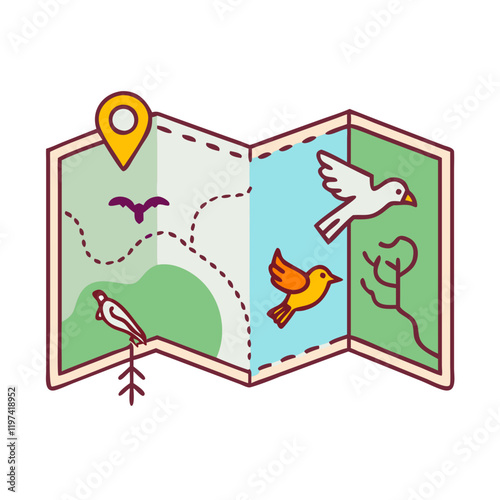 birding trail map icon, birding trail map vector illustration-simple illustration of birding trail map, perfect for birding trail map logos and themed design 