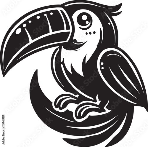 Toucan Bird Mascot Icon Silhouette vector illustration isolated on white background