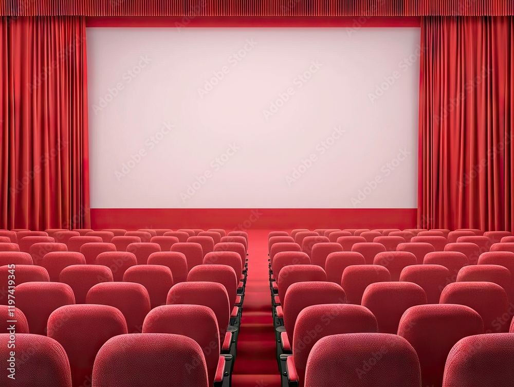 Fototapeta premium Movie screening event cinema hall theater interior cozy atmosphere wide angle view entertainment experience