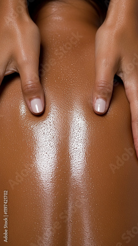 Close up of a woman receiving back massage at spa

