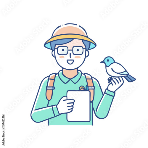 birdwatcher with notebook icon, birdwatcher with notebook vector illustration-simple illustration of birdwatcher with notebook, perfect for birdwatcher with notebook logos and themed design 