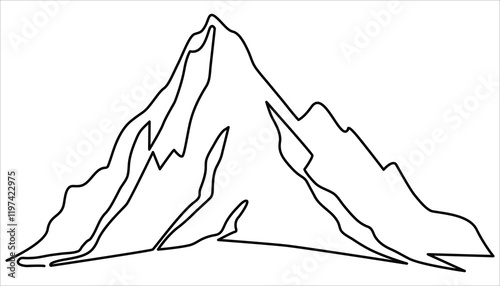 Minimalist mountain continuous one line drawing vector illustration photo