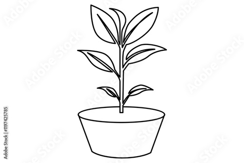 Growth plant processing tree Continuous one line drawing of outline vector icon