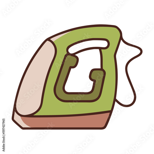 Iron icon of an appliance in green color