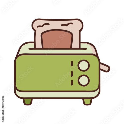 Toaster Icon with toast popping up against a white background