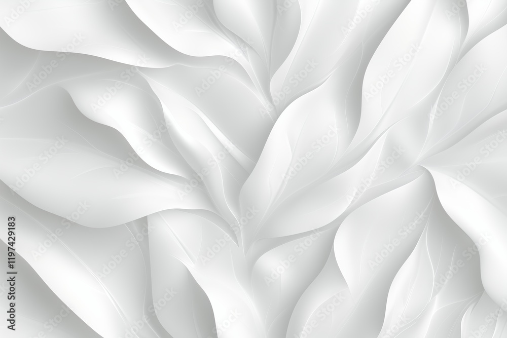 Elegant white leaf patterns creating a soft and serene texture in modern interior design Elegant white leaf patterns creating a soft and serene texture in modern interior design