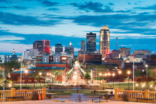 Des Moines, Iowa, USA downtown city skyline photo