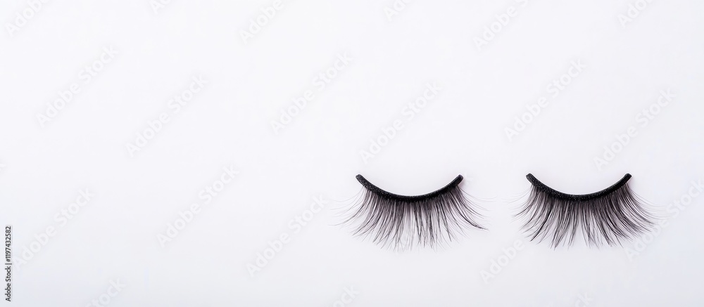 Eyelash extensions on a clean white background with Copy Space for text placement Eyelash extensions on a clean white background with Copy Space for text placement