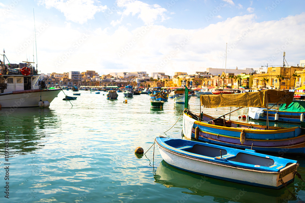 colorful fishing boats on malta island colorful fishing boats on malta island