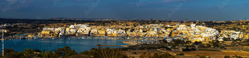 marsaxlokk malta in the sun panorama