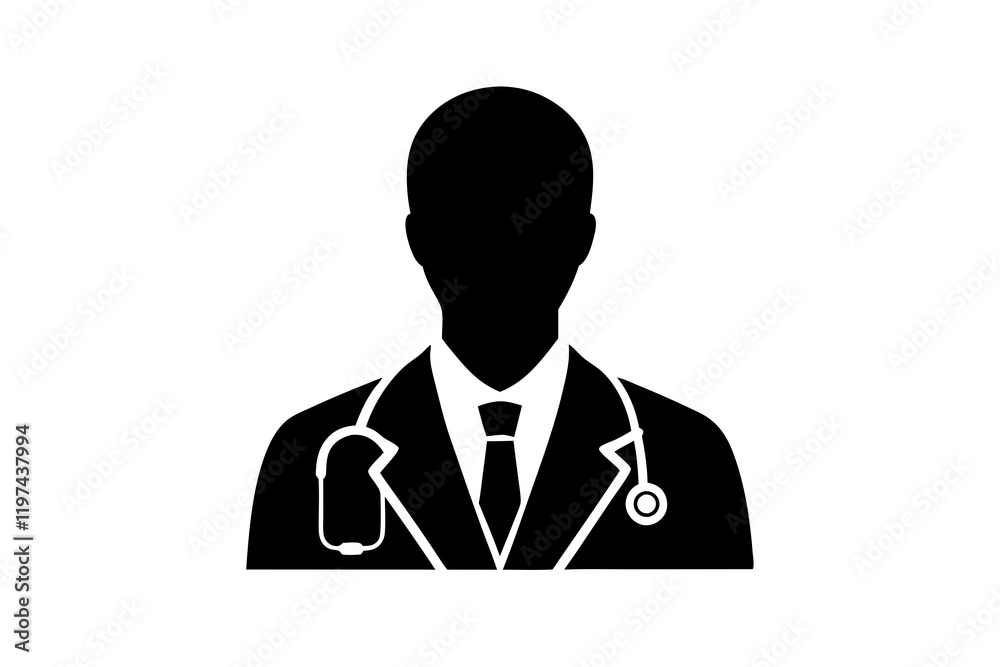 doctor with stethoscope Silhouette vector, doctor with stethoscope icon doctor with stethoscope Silhouette vector, doctor with stethoscope icon