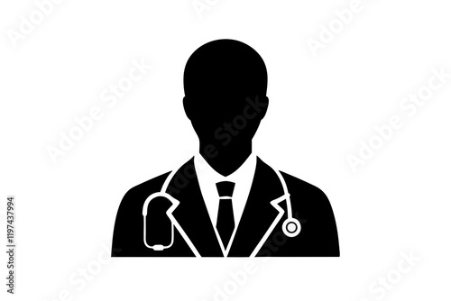 doctor with stethoscope Silhouette vector, doctor with stethoscope icon